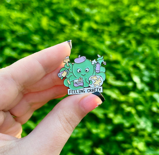 Feeling crafty octopus enamel pin