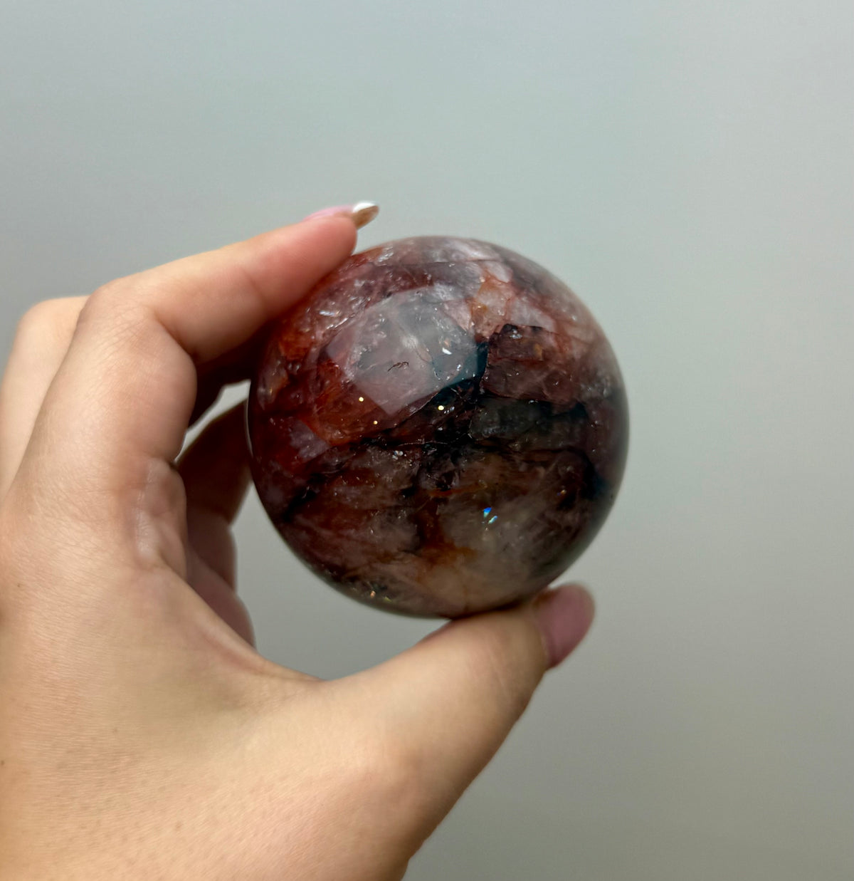 Fire quartz sphere