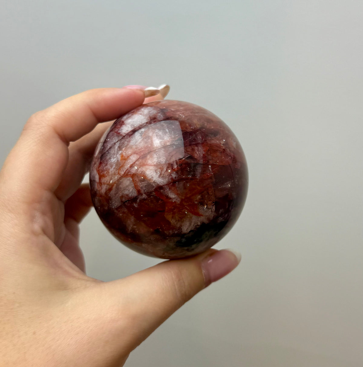 Fire quartz sphere