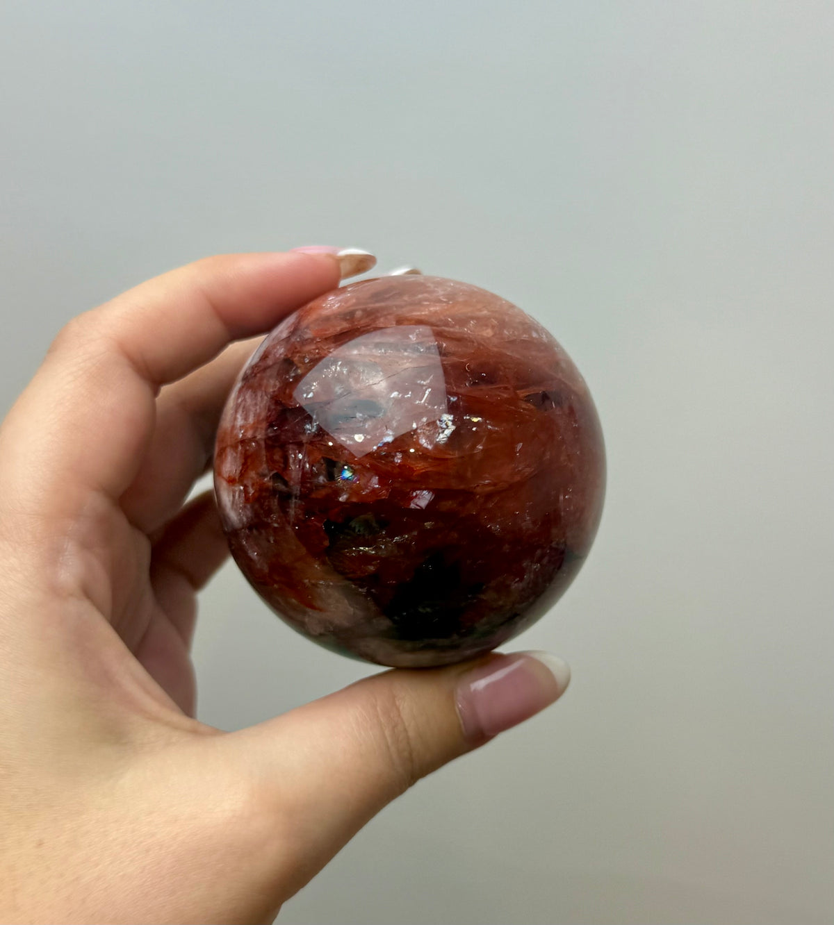 Fire quartz sphere