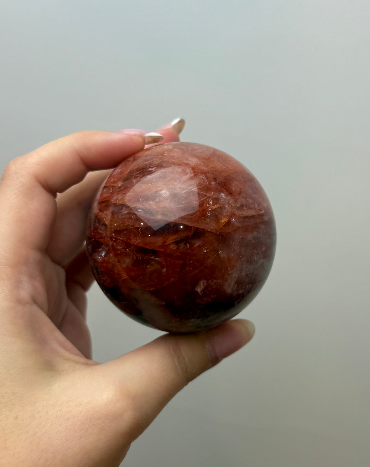 Fire quartz sphere