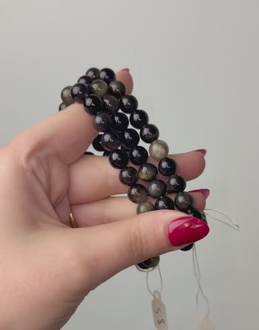 Gold sheen obsidian bracelets